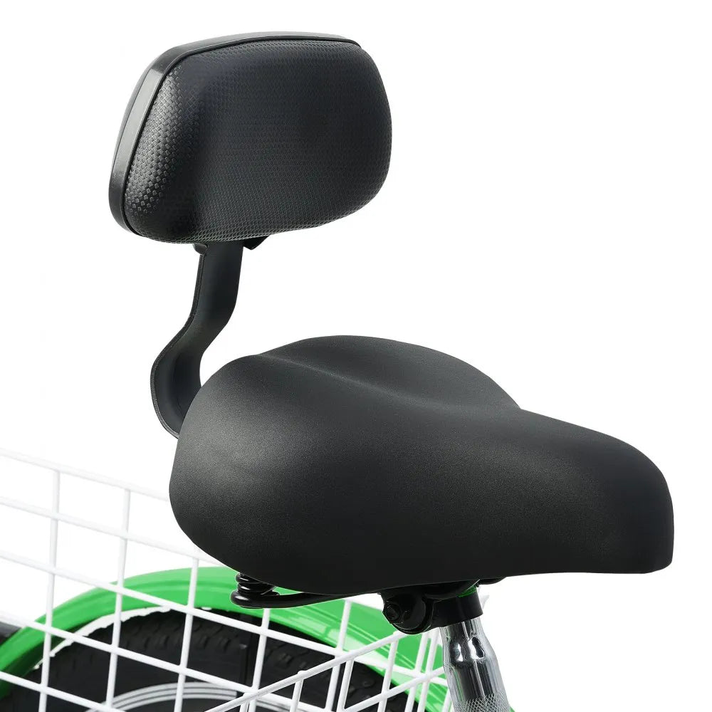 VEVOR Adult Tricycles Bike, 7 Speed Adult Trikes, 20 Inch Three-Wheeled Bicycles, Carbon Steel Cruiser Bike with Basket and Adjustable Seat, Picnic Shopping Tricycles for Seniors, Women, Men (Green)