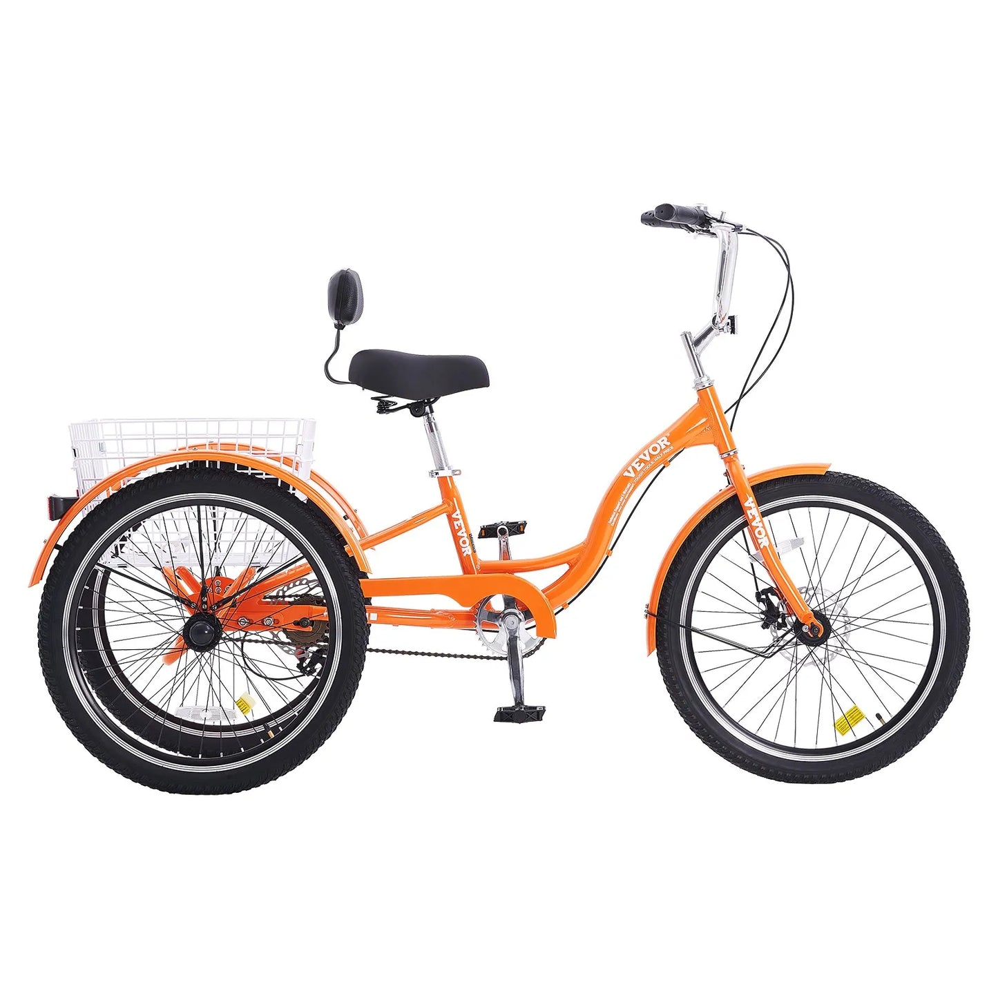 VEVOR Adult Tricycles Bike, 20 Inch Three-Wheeled Bicycles, 3 Wheel Bikes Trikes, Aluminum Alloy Cruiser Bike with Basket & Adjustable Seat, Picnic Shopping Tricycles for Seniors, Women, Men (Orange)