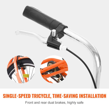 VEVOR Adult Tricycles Bike, 26 Inch Three-Wheeled Bicycles, 3 Wheel Bikes Trikes, Carbon Steel Cruiser Bike with Basket & Adjustable Seat, Picnic Shopping Tricycles for Seniors, Women, Men (Orange)