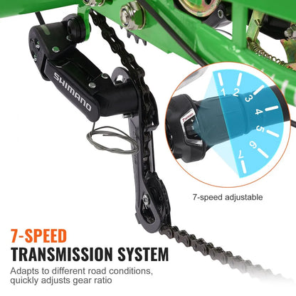 VEVOR Adult Tricycles Bike, 7 Speed Adult Trikes, 20 Inch Three-Wheeled Bicycles, Carbon Steel Cruiser Bike with Basket and Adjustable Seat, Picnic Shopping Tricycles for Seniors, Women, Men (Green)