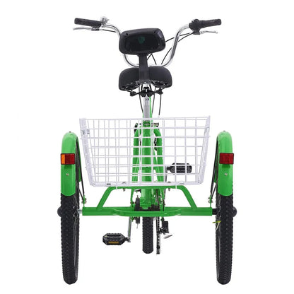 VEVOR Adult Tricycles Bike, 7 Speed Adult Trikes, 20 Inch Three-Wheeled Bicycles, Carbon Steel Cruiser Bike with Basket and Adjustable Seat, Picnic Shopping Tricycles for Seniors, Women, Men (Green)