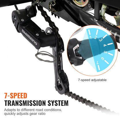 VEVOR Adult Tricycles Bike, 7 Speed Adult Trikes, 20 Inch Three-Wheeled Bicycles, Carbon Steel Cruiser Bike with Basket and Adjustable Seat, Picnic Shopping Tricycles for Seniors, Women, Men (Black)