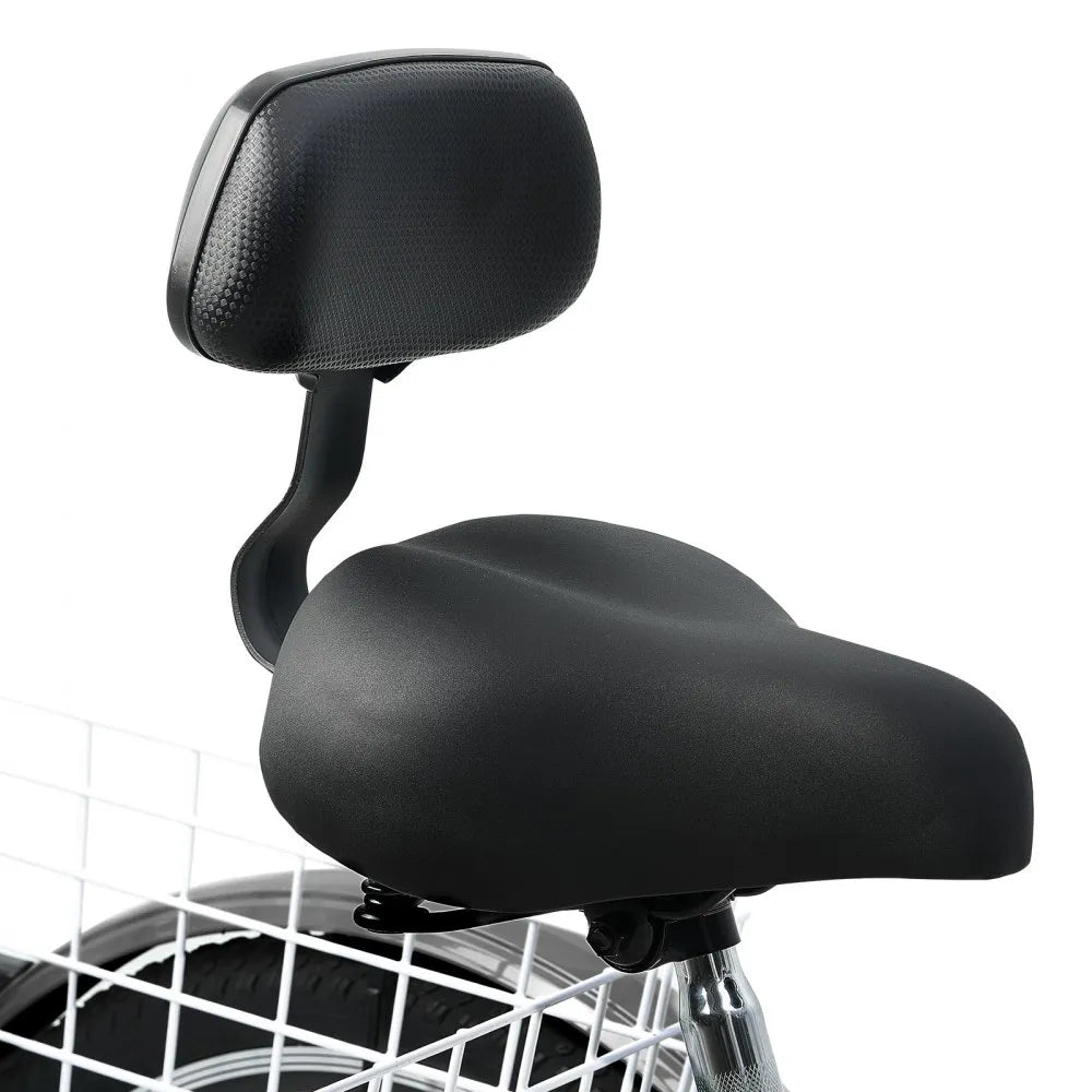 VEVOR Adult Tricycles Bike, 7 Speed Adult Trikes, 20 Inch Three-Wheeled Bicycles, Carbon Steel Cruiser Bike with Basket and Adjustable Seat, Picnic Shopping Tricycles for Seniors, Women, Men (Black)