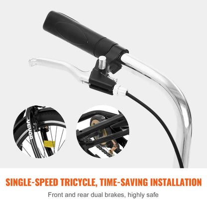 VEVOR Adult Tricycles Bike, 20 Inch Three-Wheeled Bicycles, 3 Wheel Bikes Trikes, Carbon Steel Cruiser Bike with Basket & Adjustable Seat, Picnic Shopping Tricycles for Seniors, Women, Men (Black)