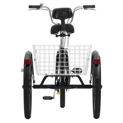 VEVOR Adult Tricycles Bike, 20 Inch Three-Wheeled Bicycles, 3 Wheel Bikes Trikes, Carbon Steel Cruiser Bike with Basket & Adjustable Seat, Picnic Shopping Tricycles for Seniors, Women, Men (Black)