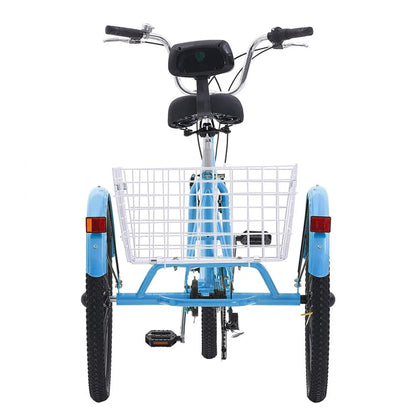 VEVOR Adult Tricycles Bike, 20 Inch Three-Wheeled Bicycles, 3 Wheel Bikes Trikes, Carbon Steel Cruiser Bike with Basket & Adjustable Seat, Picnic Shopping Tricycles for Seniors, Women, Men (Blue)