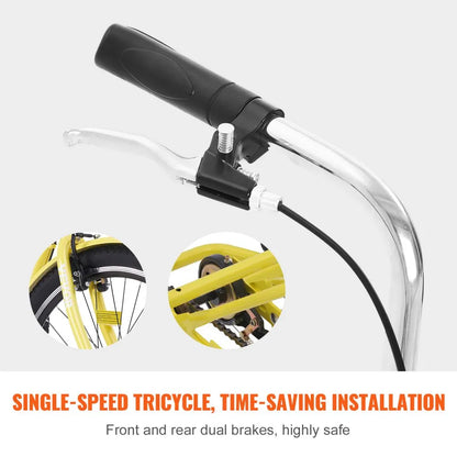 VEVOR Adult Tricycles Bike, 24 Inch Three-Wheeled Bicycles, 3 Wheel Bikes Trikes, Carbon Steel Cruiser Bike with Basket & Adjustable Seat, Picnic Shopping Tricycles for Seniors, Women, Men (Yellow)