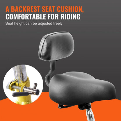 VEVOR Adult Tricycles Bike, 24 Inch Three-Wheeled Bicycles, 3 Wheel Bikes Trikes, Carbon Steel Cruiser Bike with Basket & Adjustable Seat, Picnic Shopping Tricycles for Seniors, Women, Men (Yellow)