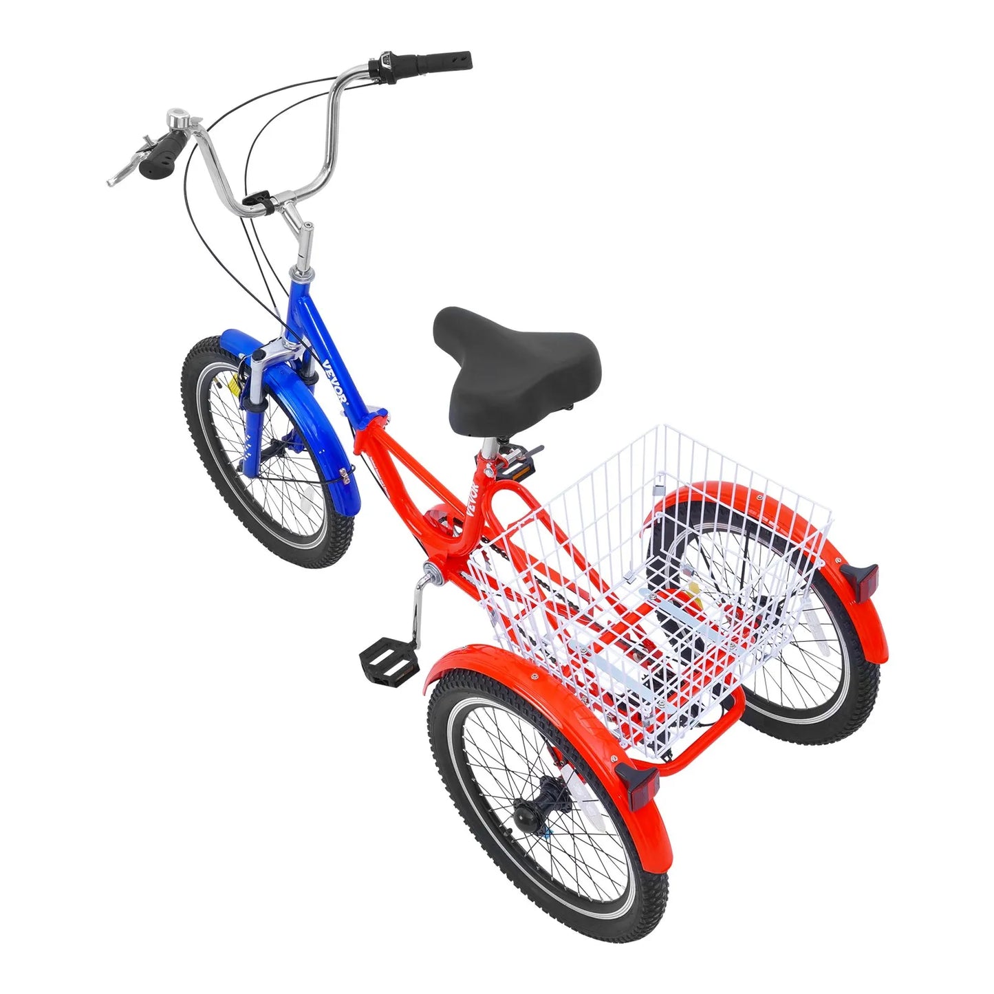 VEVOR Folding Adult Tricycle, 20-Inch 7-Speed Adult Folding Trikes, Carbon Steel 3 Wheel Cruiser Bike with Large Basket & Adjustable Seat, Shopping Picnic Foldable Tricycles for Women, Men, Seniors